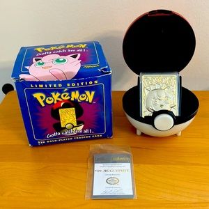 1999 Pokémon 23k gold plated JigglyPuff Trading Card with Pokeball